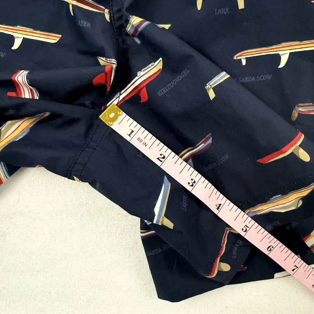 NEW Nautica Swim Trunk Shorts Men Large Navy Blue Sail Boats Liner Beach